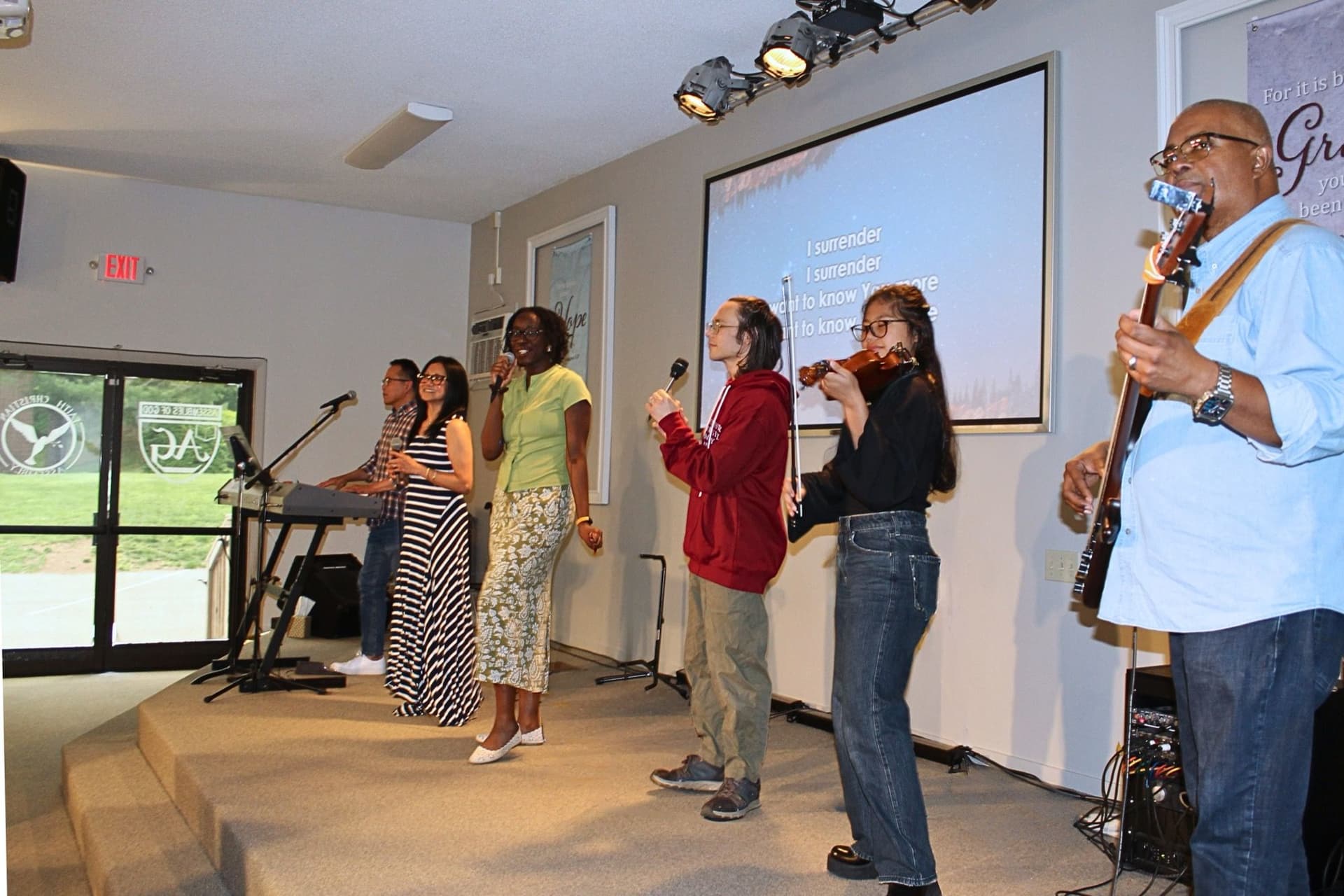 Worship team at Faith Christian Assembly